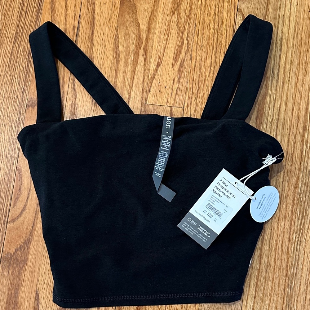 NWT Vuori Black Heather Square Neck Tank size M